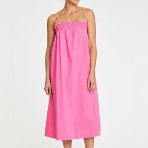 Pistola Farrah Midi Dress Smocked Ruffle Top Adjustable Straps Pink Size Medium